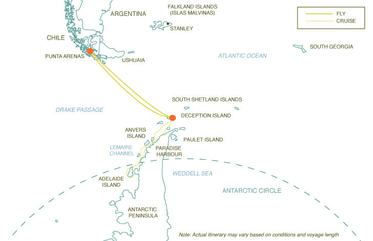 Antarctica Map - Crossing the Circle
