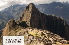 Photo of Machu Picchu in Peru with the Travel + Leisure logo overlayed in the lower left corner
