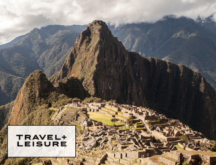 Photo of Machu Picchu in Peru with the Travel + Leisure logo overlayed in the lower left corner