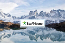 A photo of Chilean Patagonia with a StarTribune logo overlayed on top.