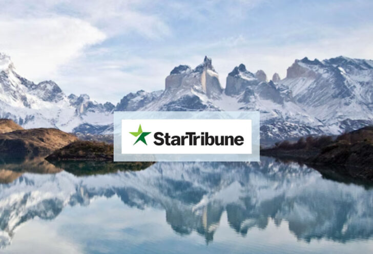 A photo of Chilean Patagonia with a StarTribune logo overlayed on top. 