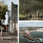 Three photo layout of best places to visit in Uruguay including Colonia, Uruguay, horseback riding and the coast.