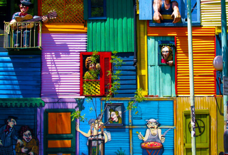 facade of a unique, colorful building in buenos aires