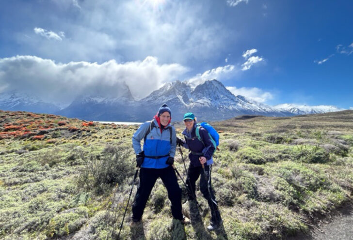 Knowmad Adventures Photo Contest: Travelers hiking in Torres del Paine National Park 