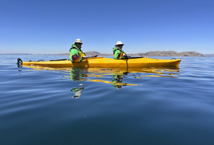 Knowmad Adventures Photo Contest: Third place winner for portrait, Peru. Kayaking on Lake Titicaca