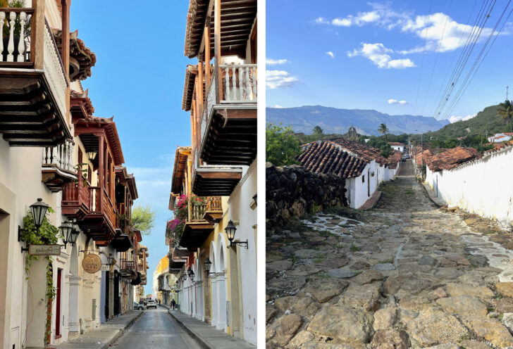 Cobblestone streets during Knowmad traveler's adventure in Colombia