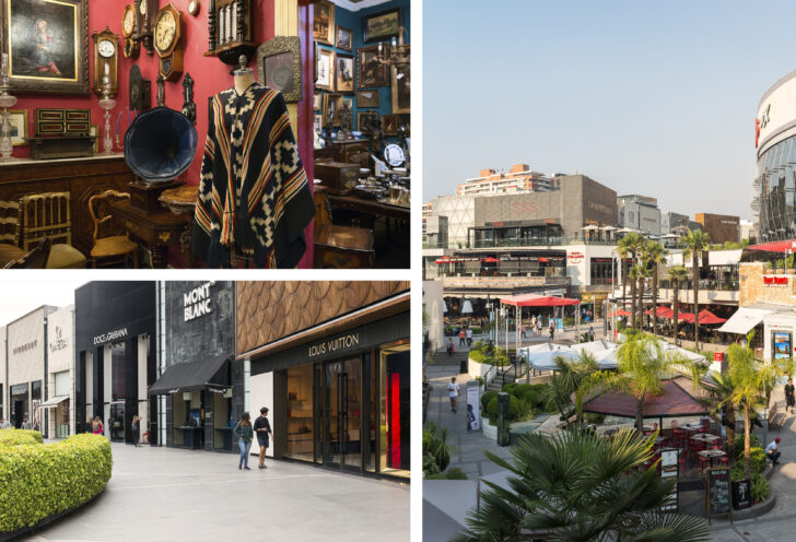 Santiago, Chile in 48 Hours with Knowmad Adventures. Collage of various shopping centers. 