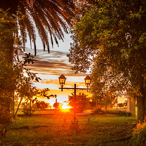 Boardwalk sunset in Uruguay. 