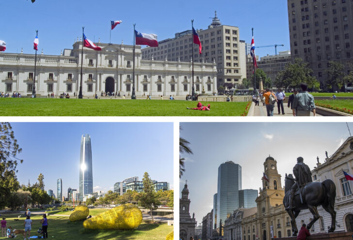 Collage or beautiful sights in Santiago, Chile.