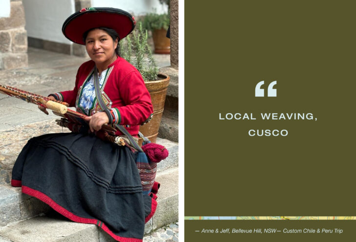 A local Peruvian woman weaving.